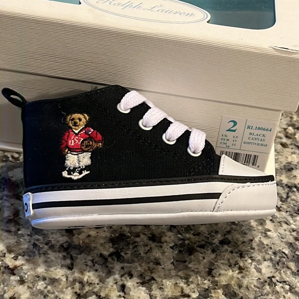 Polo Ralph Lauren Hamptyn USA Basketball Bear Baby Booties 3-6 Months Shoes Sz 2